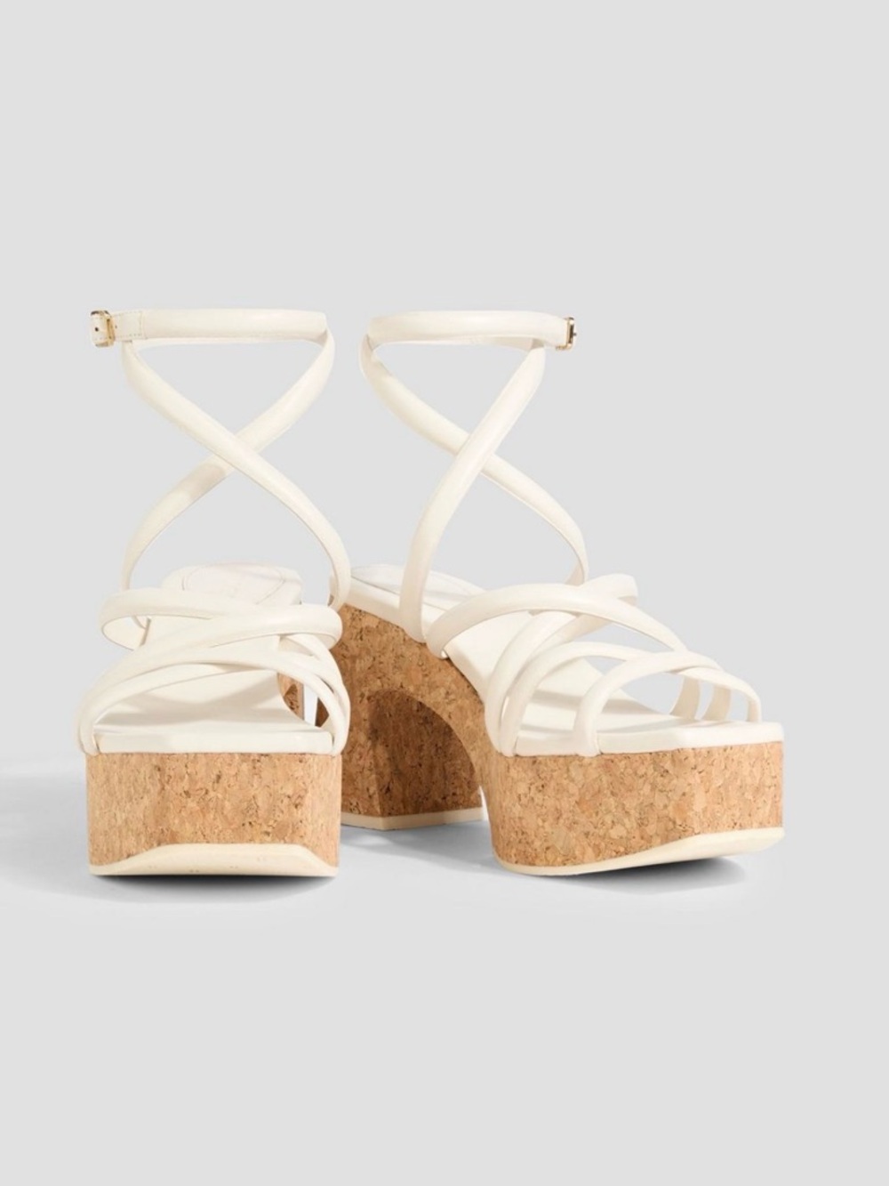NIB Jimmy Choo Cecelia 95 Leather Strap Sandals EU 39 (US 9) Ivory 4” platform